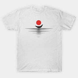 Minimalist Red Sun Horizon T-Shirt